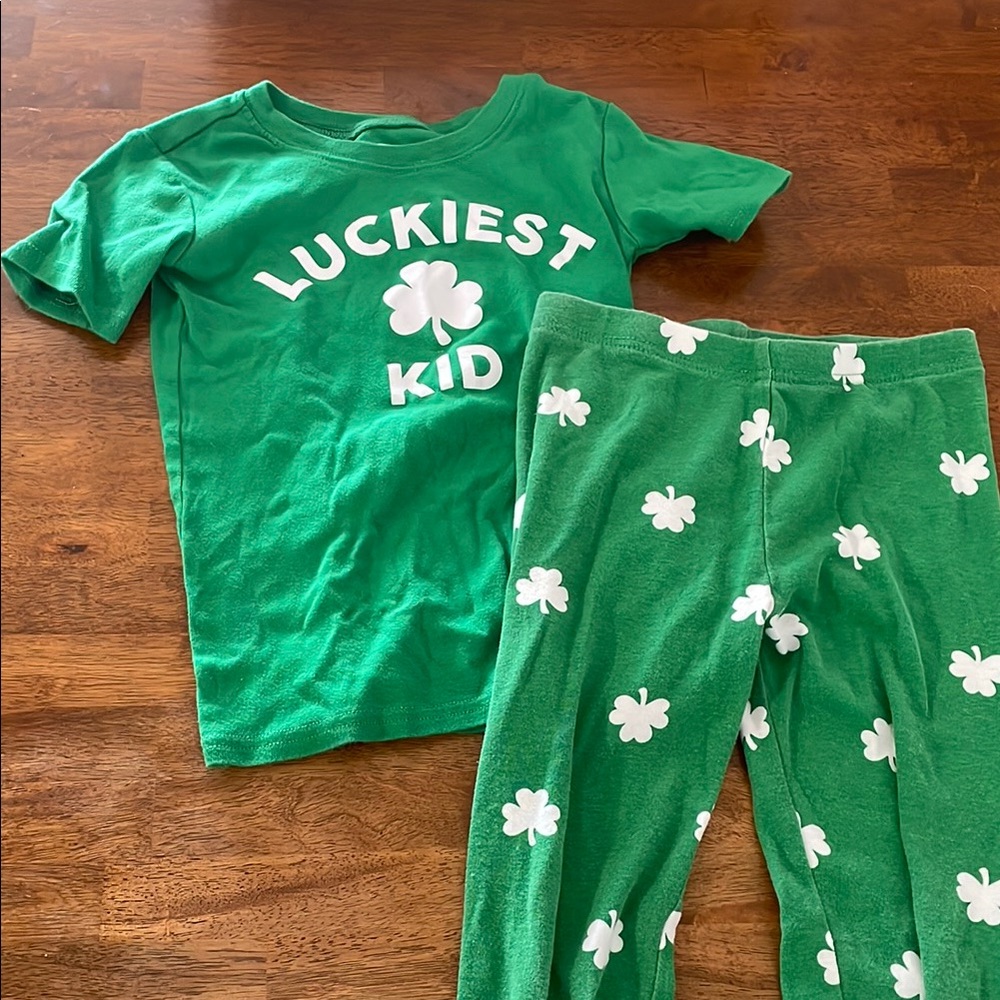 Luckiest Kid Pajamas with Shamrock Design